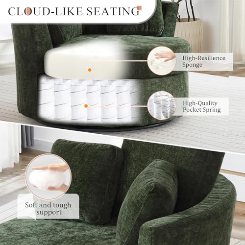 Swivel Barrel Chair with Ottoman for Living Room Bedroom, White W553228