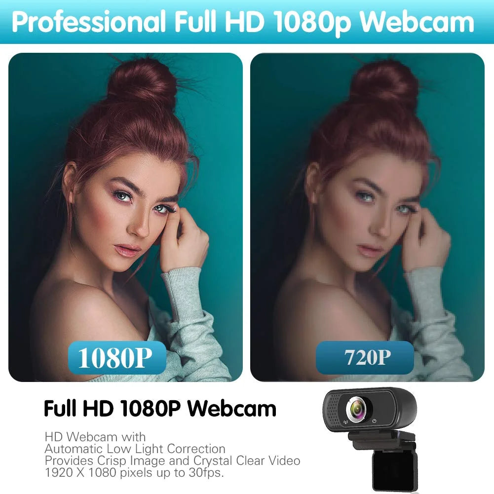 1080P Webcam with Microphone and Tripod Stand O31962