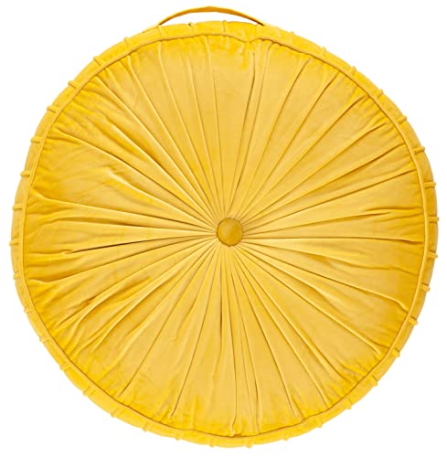 Mustard Yellow Velvet Round Floor Pillow O967800