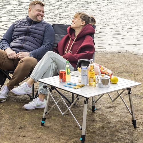 Portable Folding Camping Table with Adjustable Legs, Lightweight Aluminum K894