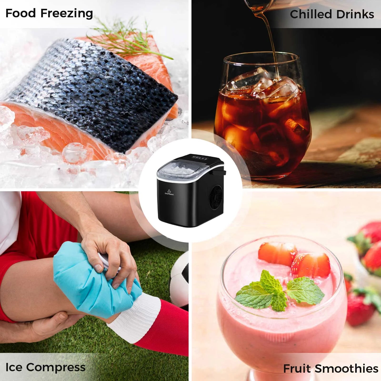 Ice Maker Countertop, Self-Cleaning with Ice Scoop and Basket J796