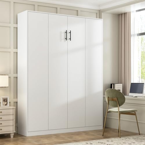 Queen Size Murphy Wall Bed, Space-Saving Foldable Cabinet Bed for Guest Room O405978