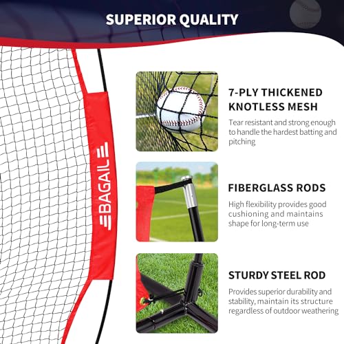 Baseball & Softball Practice Net with Bow Frame, Portable with Batting Tee and Carry Bag F660
