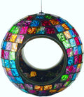 Mosaic Glass Bird Feeder Outdoor Hanging - Fly Through Bird Feeder for Outside Hanging - Attract Wild Birds for Garden Deck Yard Backyard Porch Decor
