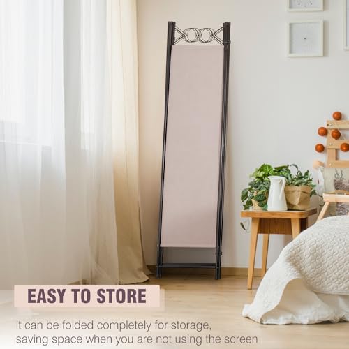4 Panel Room Divider 6FT Steel Frame Folding Privacy Screen S6430