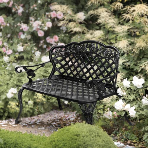Antique Cast Aluminum Outdoor Bench for 2-3 People, Black C455