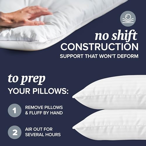 Bed Pillows Standard/Queen Size Set of 2 - Down Alternative Pillow for Sleeping R5876