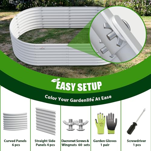 Galvanized Raised Garden Bed Oval Metal Planter Box for Vegetables Flowers A9593