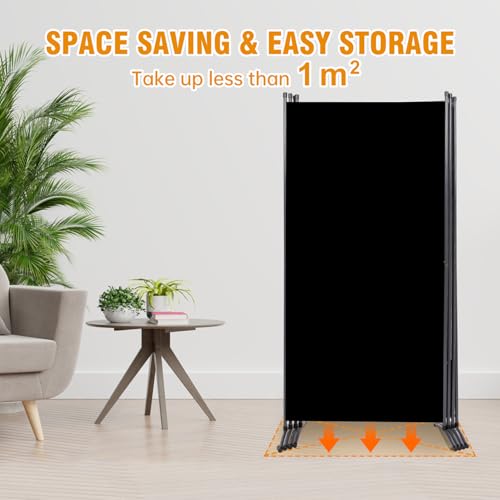 Room Divider Screen 3 Panel Folding Partition with Metal Frame, Grey M4968