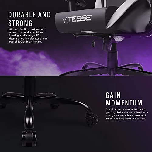 Gaming Chair High Back Ergonomic Racing Desk with Lumbar Support and Headrest, Purple Y569