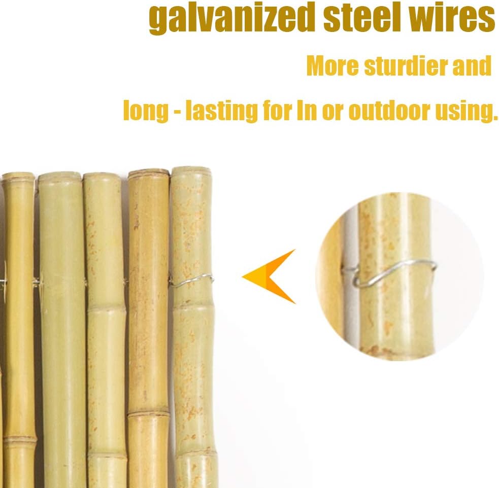 Natural Rolled Bamboo Fence, 0.7 in D x 6 ft H x 8 ft L, Garden Privacy Screen S398