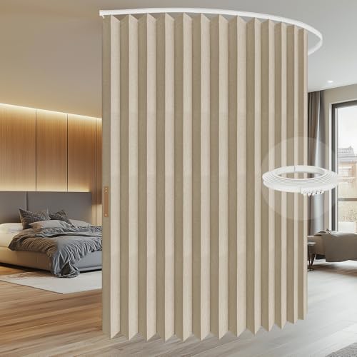 Accordion Room Divider Curtains with Ceiling Track, Grey, W100 x L84 J296