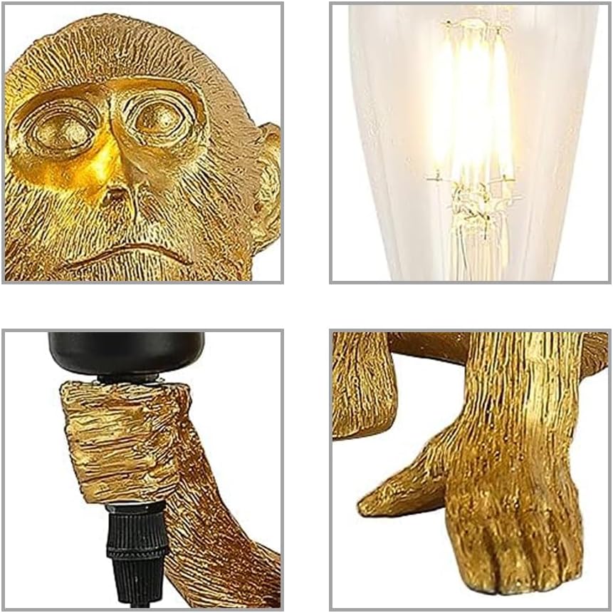 Sitting Monkey Resin Lamp, Gold G5231