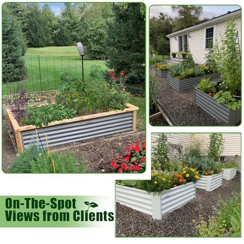 Galvanized Raised Garden Bed Oval Metal Planter Box for Vegetables Flowers A9593