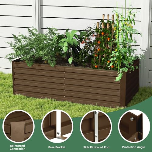 Galvanized Raised Garden Bed 8x4x2ft, Large Metal Planter Box for Vegetables, Flowers, Herbs J9369