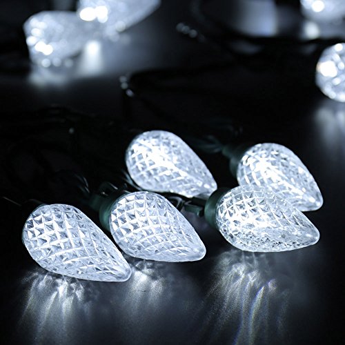 C9 Christmas Lights Cool White 16FT 25 LED Outdoor Connectable F4510