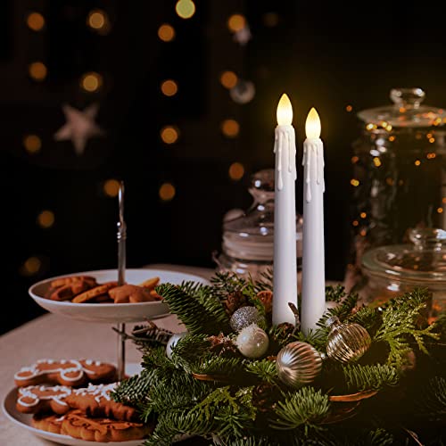 Flameless Flickering Taper Candles with Remote and Timer, 8 Inch, Ivory O49493