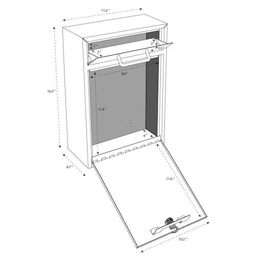 High Security Steel Locking Wall Mounted Mailbox with Letter Deposit X7379
