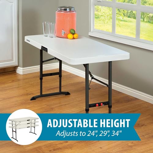 4-Foot Commercial Adjustable Folding Table, Almond E21012
