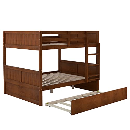 Twin Over Full Bunk Bed with Slide and Stairs for Kids E212