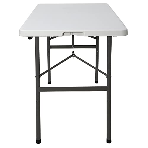 Portable 4 Foot Plastic Folding Table, Indoor Outdoor Heavy Duty, White R80992