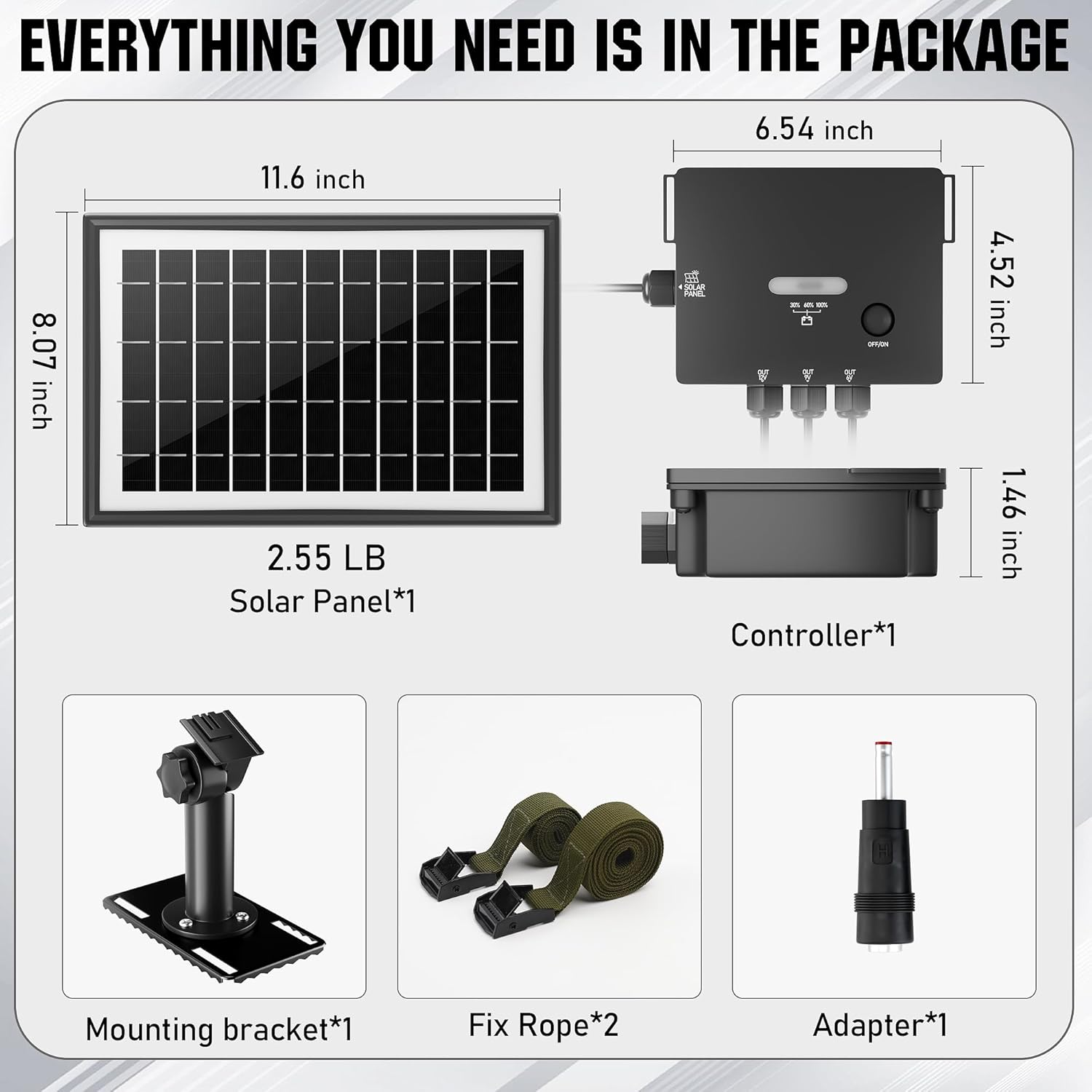 Solar Panel for Trail Camera, 6W with Built-in 7500mAh Battery D664