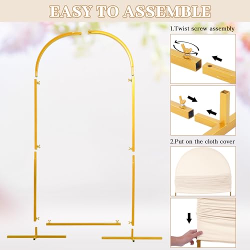 Gold Metal Wedding Arch Backdrop Stand with Arch Cover K7117