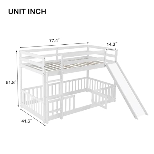 Twin Over Full Bunk Bed with Slide and Storage Stairs C57577