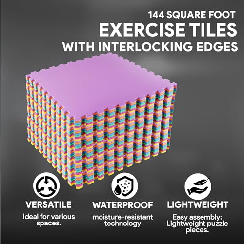 Puzzle Exercise Mat with EVA Foam Interlocking Tiles for MMA, Gymnastics and Home Gym N211438