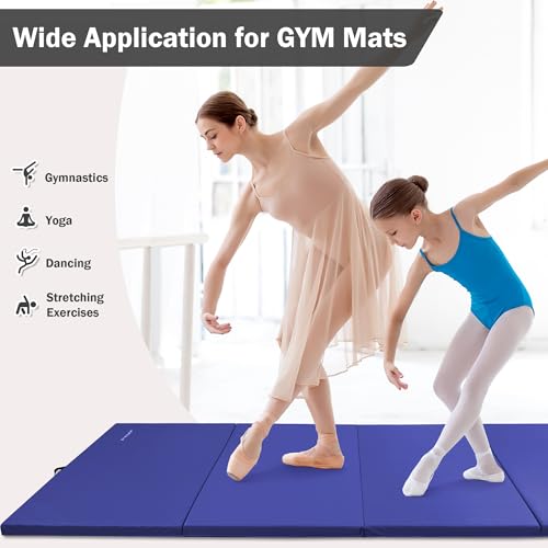 Folding Exercise Gymnastics Mat, 4x8x2 Inch, High-Density Anti-Tear, Portable with Carrying Handles J951