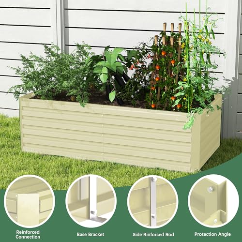 Galvanized Raised Garden Bed 8x4x2ft, Large Metal Planter Box for Vegetables, Flowers, Herbs J9369