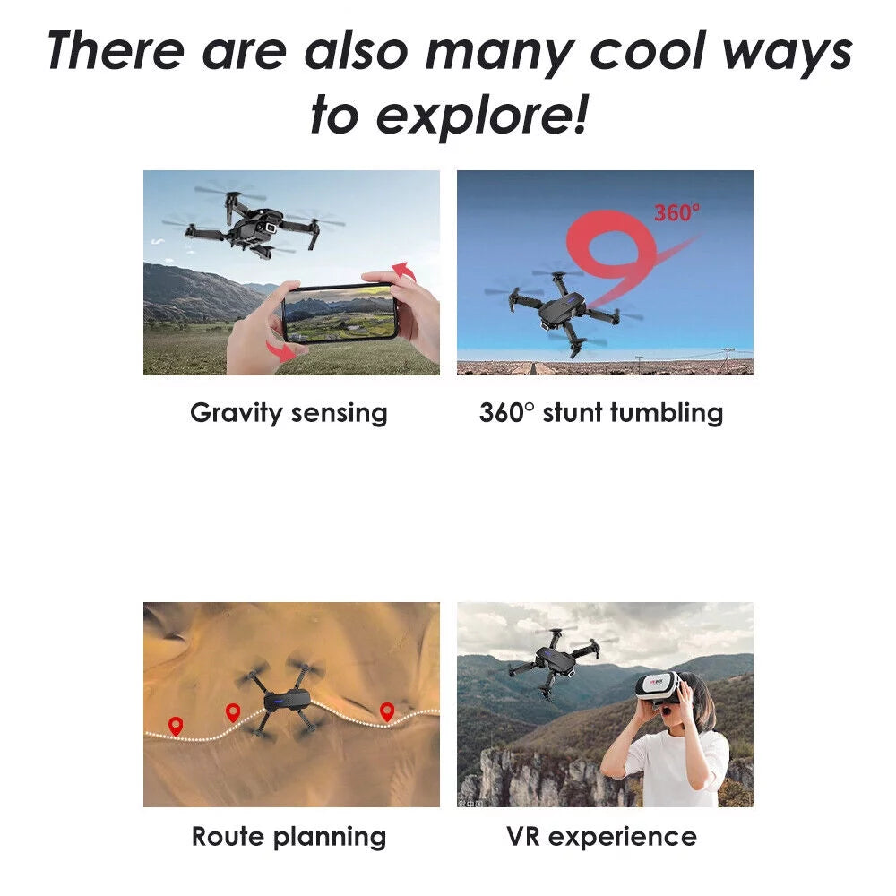 4K HD Dual Camera RC Drone with WiFi FPV, 4 Batteries Included P729255