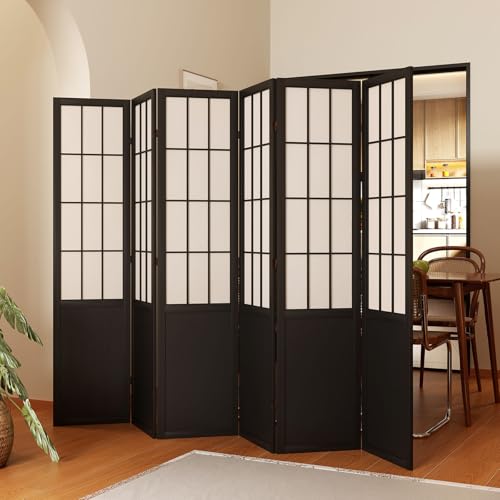 Japanese Shoji Folding Room Divider, 4 Panels, Black T762554