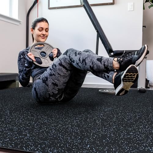 24 Pcs Interlocking EVA Foam Gym Mats with Rubber Top, Black A6287