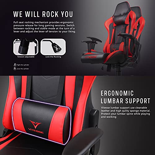 Gaming Chair High Back Ergonomic Racing Desk with Lumbar Support and Headrest, Purple Y569
