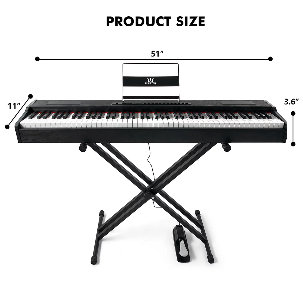 88-Key Digital Piano Weighted Keyboard with Stand, Bluetooth, Pedal, Bag C124