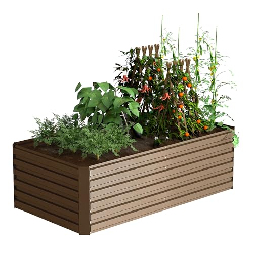 Galvanized Raised Garden Bed 8x4x2ft, Large Metal Planter Box for Vegetables, Flowers, Herbs J9369