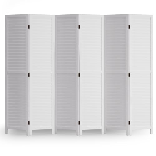 6 Panel Wood Room Divider Freestanding White 5.57 FT S6393