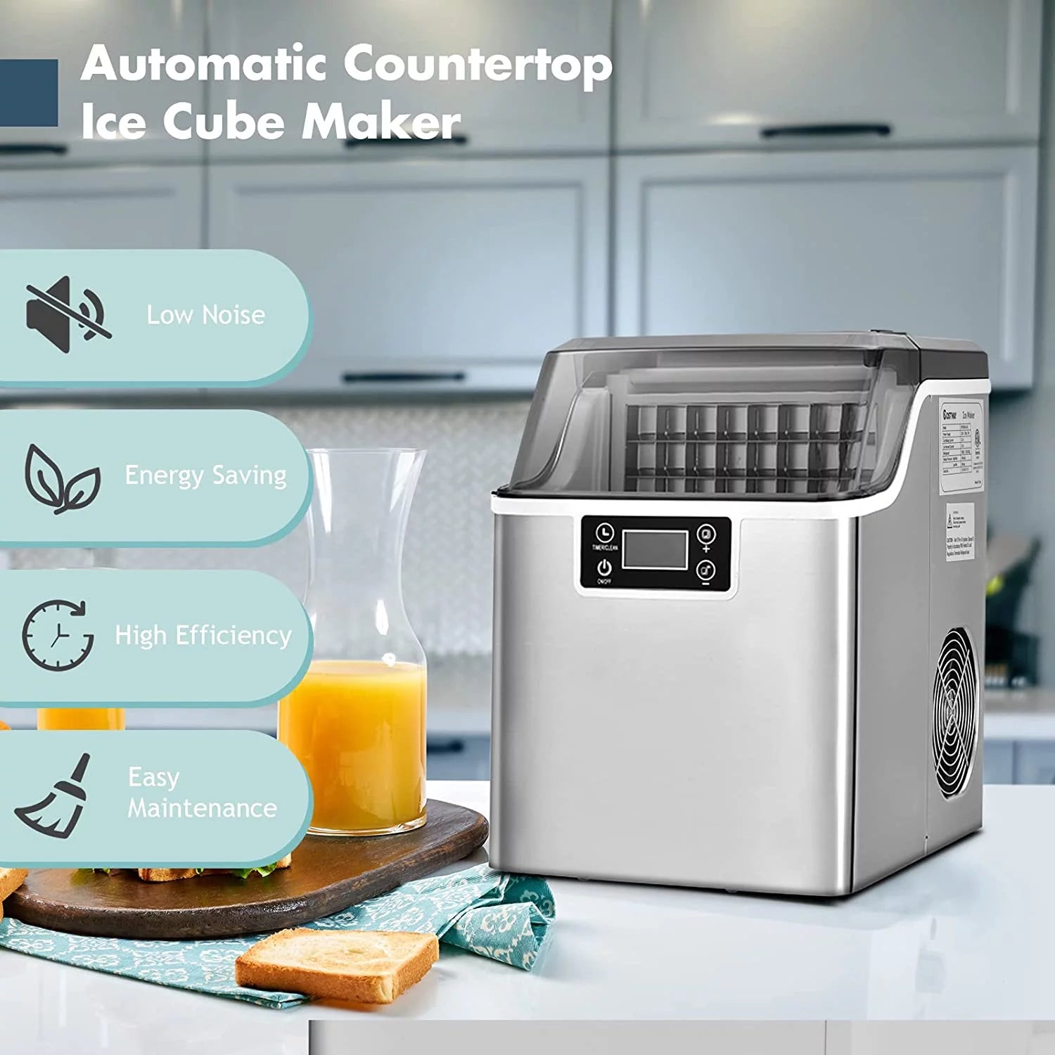 Compact Countertop Ice Maker, 45 Lbs/24H, Self-Cleaning Portable M93535