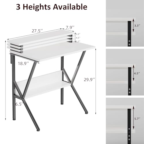 Small Desk with Adjustable Monitor Stand for Small Spaces, Grey D8453