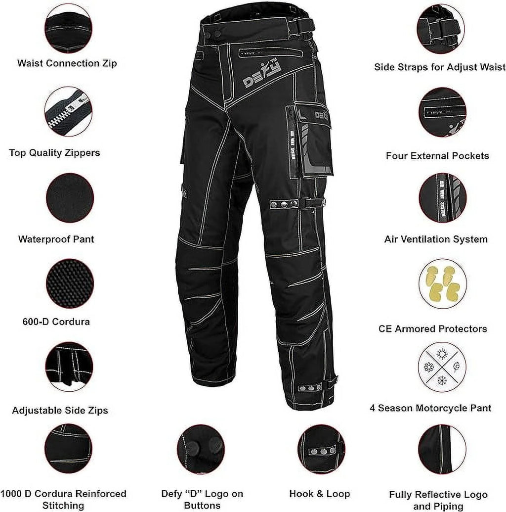 Motorcycle Riding Pants for Men, All-Weather, Removable CE Armored P886