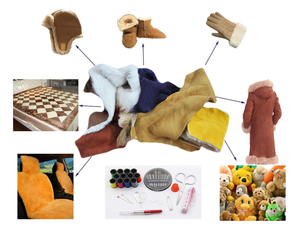 Eco-Friendly Sheep Leather and Wool Scraps, Various Sizes, 1 Pound per Bag R895104