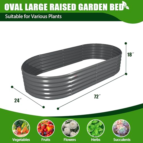 Galvanized Raised Garden Bed Oval Metal Planter Box for Vegetables Flowers A9593