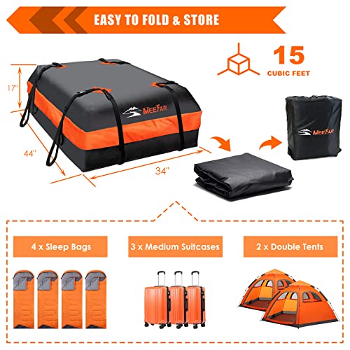 Car Roof Bag Waterproof 15 Cubic Feet for Cars with or without Rack N384605