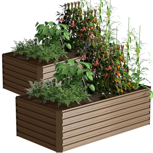 Galvanized Raised Garden Bed 8x4x2ft, Large Metal Planter Box for Vegetables, Flowers, Herbs J9369