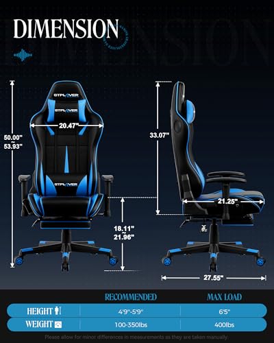 Gaming Chair with Speakers, Footrest, High Back Ergonomic Recliner H4666