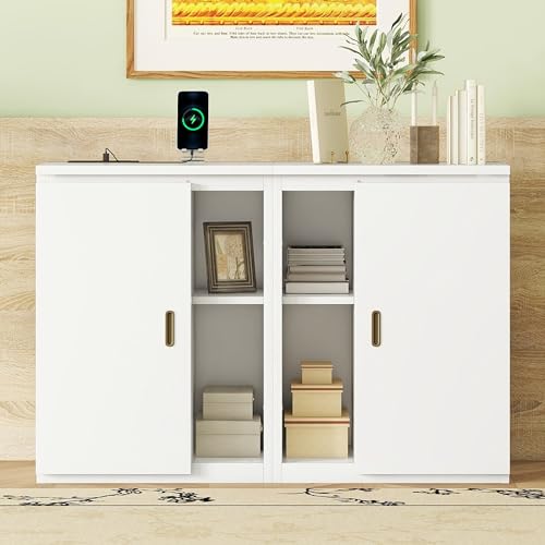 Murphy Bed Chest with Shelves, Foldable Wood Platform Bed Frame I45495