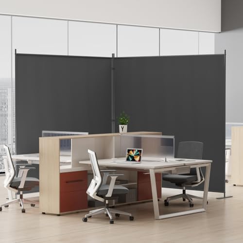 8-Panel 6 ft Tall Indoor Folding Room Divider, Portable Privacy Screen, Freestanding Partition, Dark Grey K442