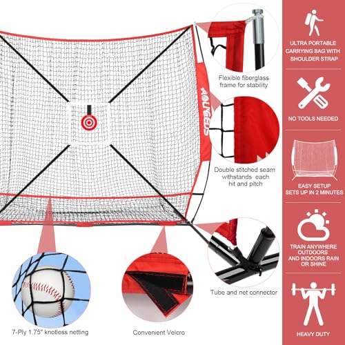 Baseball Softball Practice Net with Batting Tee and Strike Zone Target D632881