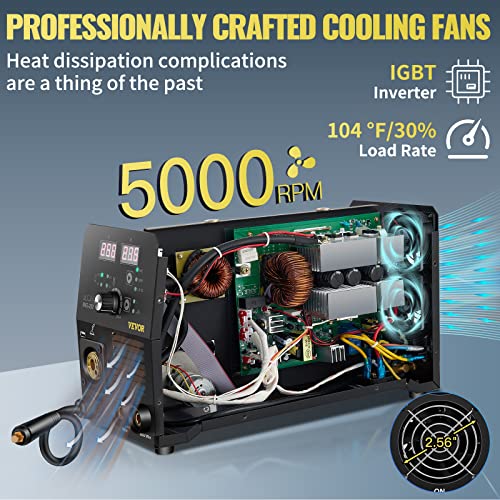 250Amp MIG Welder 3 in 1, 220V Flux Core/Gas/Solid Wire, Digital Multiprocess M104
